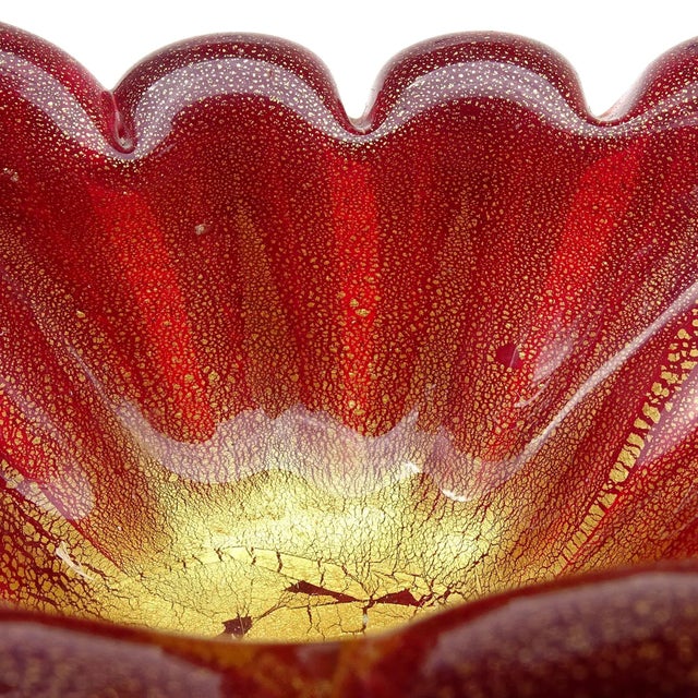 Barovier Toso Murano Vintage Red Gold Flecks Italian Art Glass Flared ...