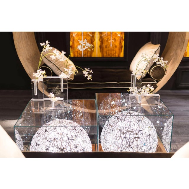 Glass Roma Coffee Table with Arabesque Steel & Crystal Lamps from VGnewtrend For Sale - Image 4 of 7