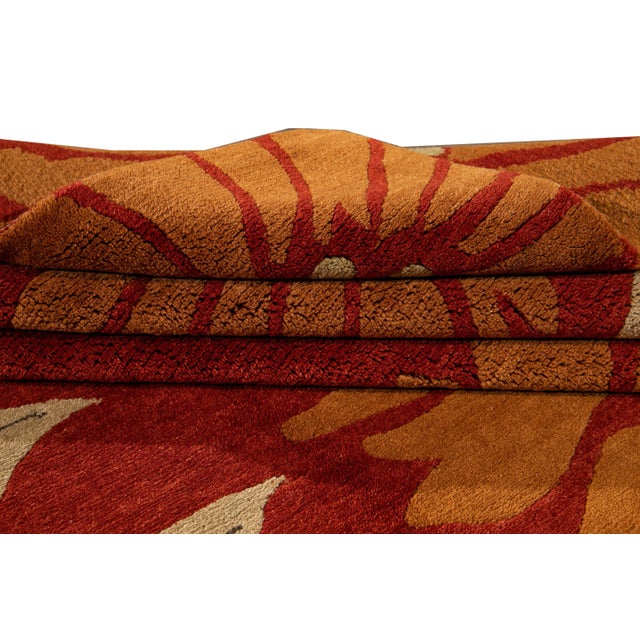 2010s 21st Century Red Contemporary Tibetan Wool Rug For Sale - Image 5 of 13