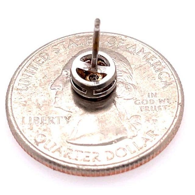 2000 - 2009 14 Karat White Gold With Round Diamond Post Earrings Double Circle Design For Sale - Image 5 of 8