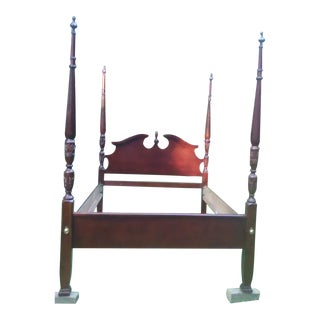 Ethan Allan Solid Cherry 4 Poster Mid Century Queen Size Bed. For Sale