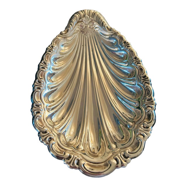 Vintage Silver Plate Shell Tray For Sale