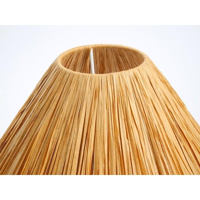 Table Lamp in Wood and Leather with Paper Straw Lampshade, Italian, 1960s For Sale - Image 10 of 18