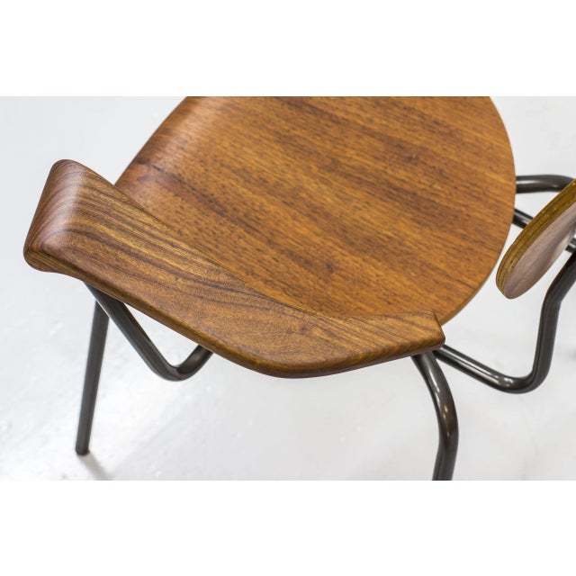 Mid-Century Swedish Tubular Steel and Teak Armchair For Sale - Image 6 of 16