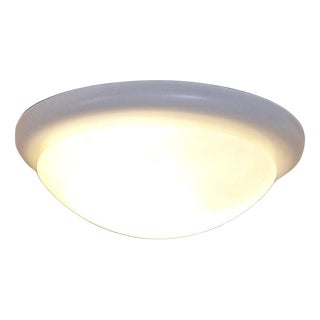 Vintage Ceiling Lamp with White Metal Frame and White Marbled Glass Shade by Hustadt-Leuchten, 2001 For Sale