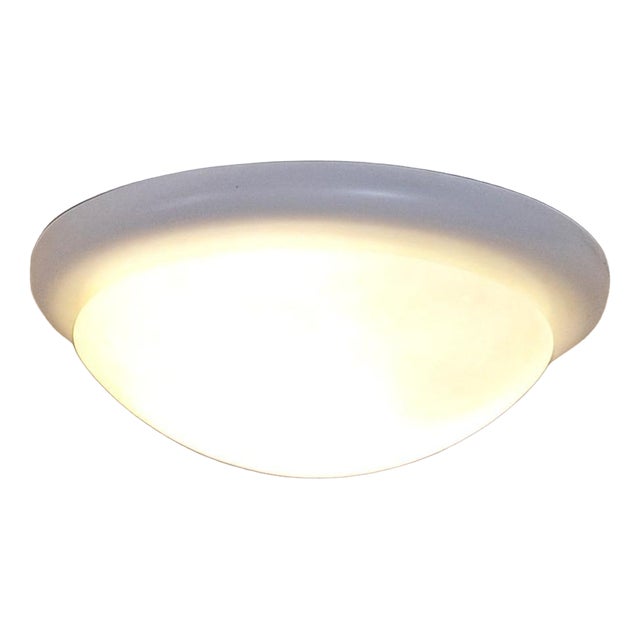 Vintage Ceiling Lamp with White Metal Frame and White Marbled Glass Shade by Hustadt-Leuchten, 2001 For Sale