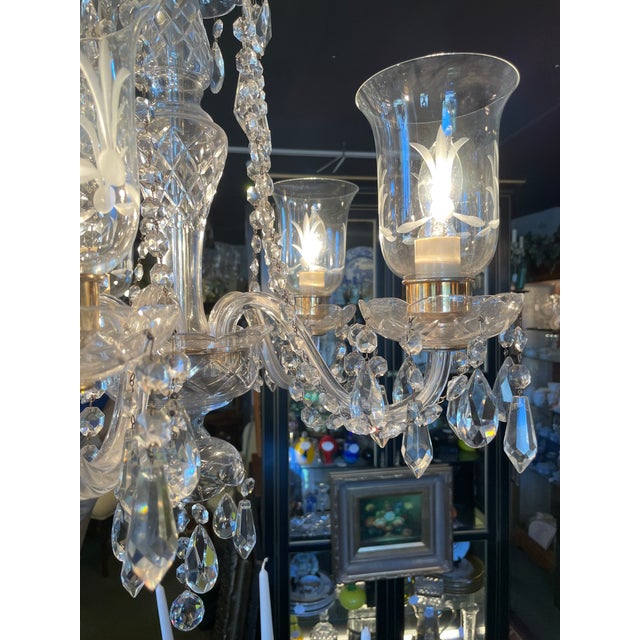 1930s Hollywood Colonial Style Clear Crystal Five Light Chandelier For Sale - Image 11 of 13