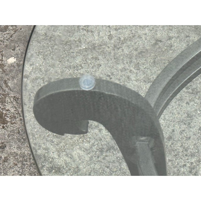 Black French Art Deco Style Wrought Iron Oval Glass Coffee Table For Sale - Image 8 of 12
