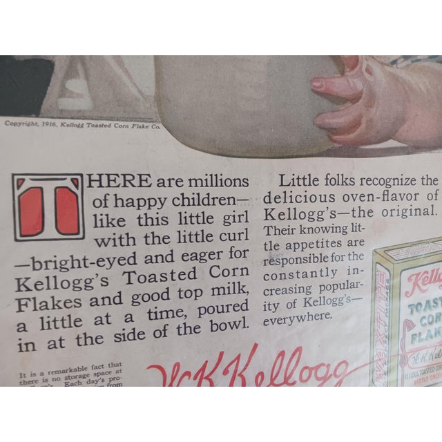 Early 20th Century J. C. Leyendecker Original Kellog's Corn Flakes Magazine Ad 1916, Girl in Pink Bow For Sale - Image 4 of 6