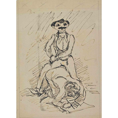 Anselmo Bucci, Figurative Composition, 1910s, Ink on Paper For Sale