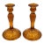 1960s Brockway Indiana Glass Large Tiara Amber Sandwich Candlesticks 9" Set For Sale