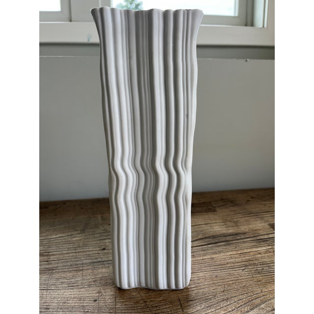 Mid-Century Modern 1990s Vintage White Bisquit Porcelain Tall Vase Design by Naaman Israel For Sale - Image 3 of 4