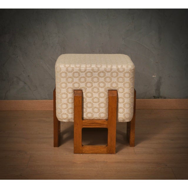 Art Deco Pouf in Wood and White Cream, 1990 For Sale - Image 4 of 11