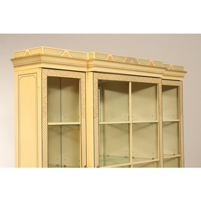 Wood Drexel 'Et Cetera' Chinoiserie Decorated Breakfront China Cabinet For Sale - Image 7 of 12