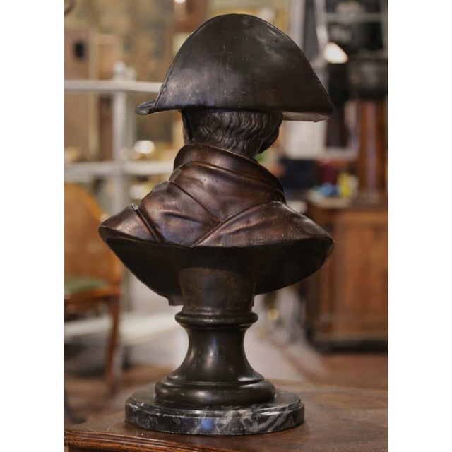 Bronze 19th Century Italian Two-Tone Spelter Bust of Napoleon Signed Colombo Dated 1885 For Sale - Image 8 of 9