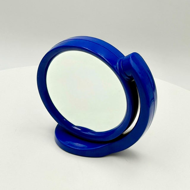 Glass Space Age Rotating Vanity Mirror in Blue, 1970s For Sale - Image 7 of 11