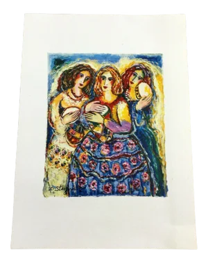 Modern Unframed Canvas 3 Women Musicians Zamy Steynovitz Signed Seriolithograph