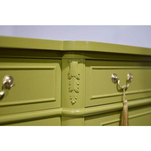 Wood Vintage Georgian-Style Breakfront Sideboard by Metz Furniture in Green - Newly Painted For Sale - Image 7 of 15