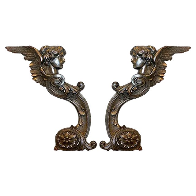 Antique Cast Iron Decorations, Set of 2 For Sale