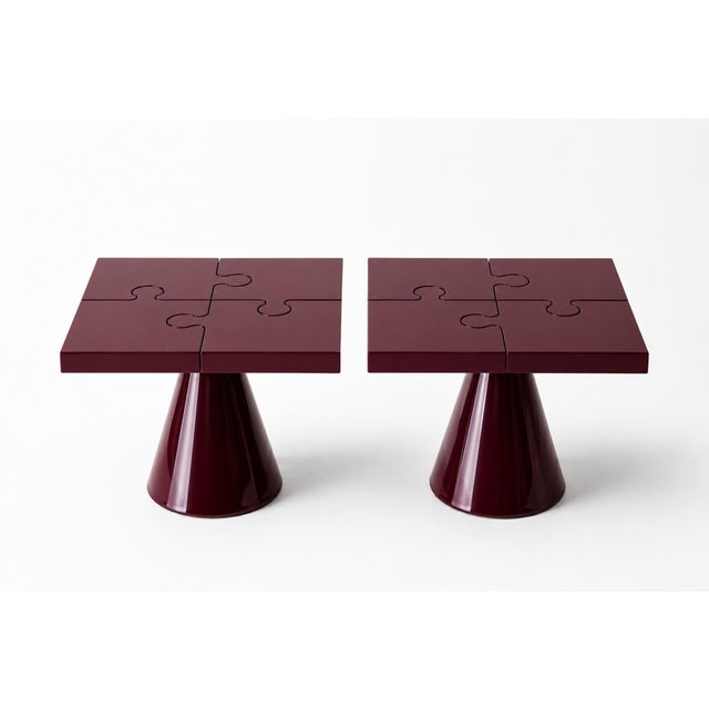 Popzlle Side Table in Bordeaux Lacquer by Alexandre Ligios For Sale - Image 4 of 7