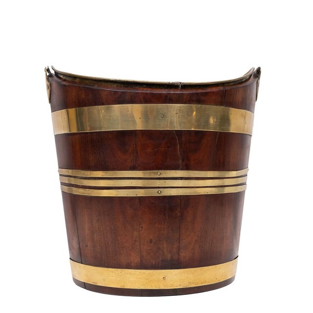 Brown Antique Dutch Georgian Mahogany Brass-Bound Peat Bucket, 1830s For Sale - Image 8 of 11