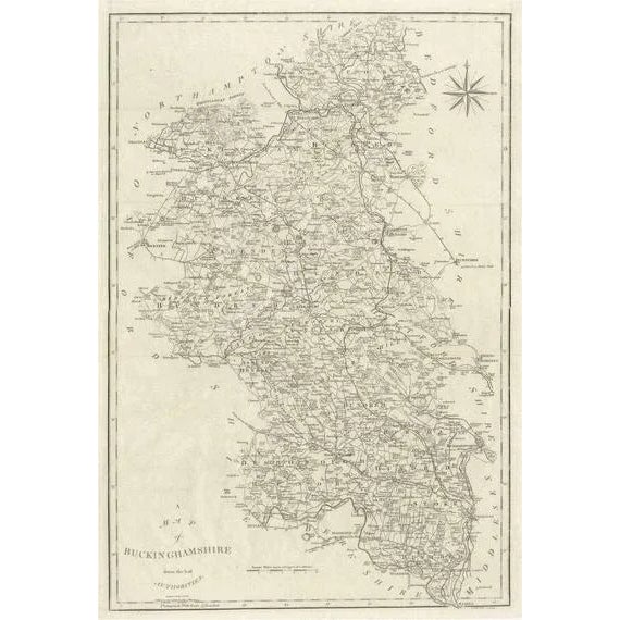 Large Antique County Map of Buckinghamshire, England, 1805 For Sale - Image 6 of 6