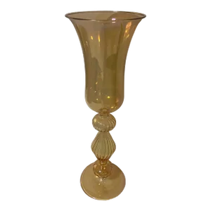 Vintage Venetian Zanfirico Vetro Style Hand-Blown Wine Glass Goblet