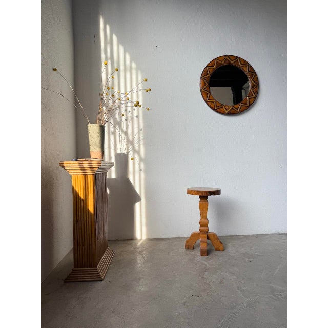 Wood Folk Art Handcrafted Elm Stool, 1950s For Sale - Image 7 of 18