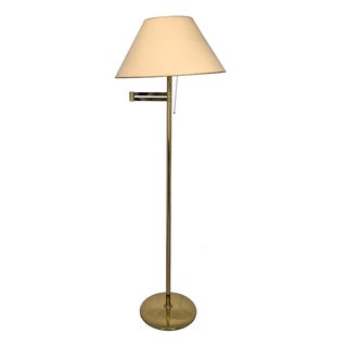 Brass Floor Lamp with Folding Arm For Sale