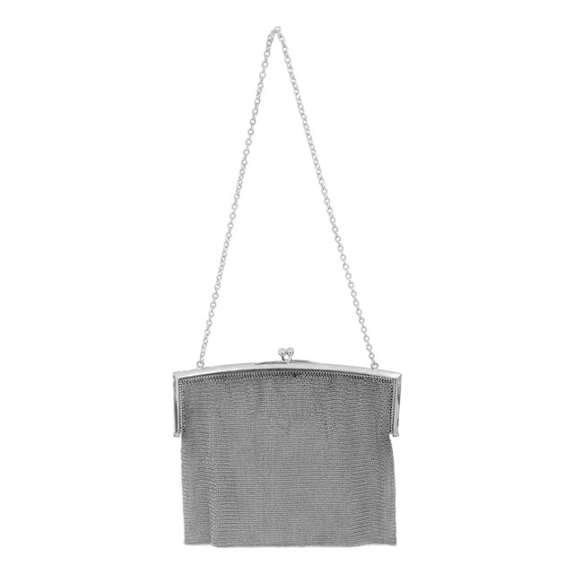Vintage 800 Silver Metal Chain Mesh Purse For Sale