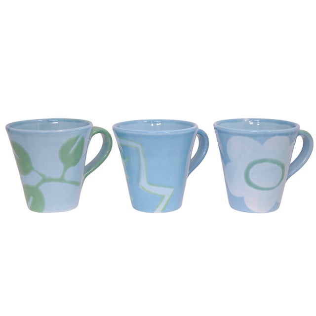 Contemporary Italian Vietri Aqua Mugs - Set of 3 For Sale - Image 3 of 5