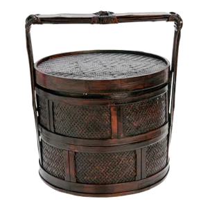 Late 20th Century Chinese Rattan Tiered Lunch Box