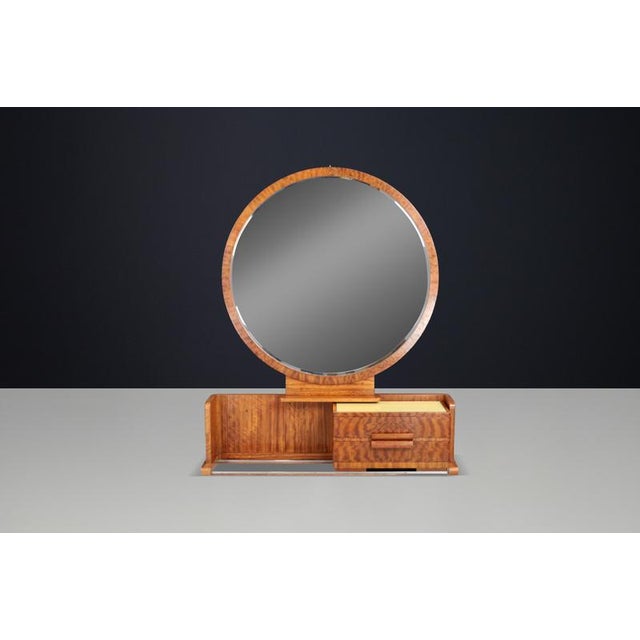 Art Deco French Vanity with Sliding Center Cabinet and Stool, 1930s, Set of 2 For Sale - Image 13 of 16