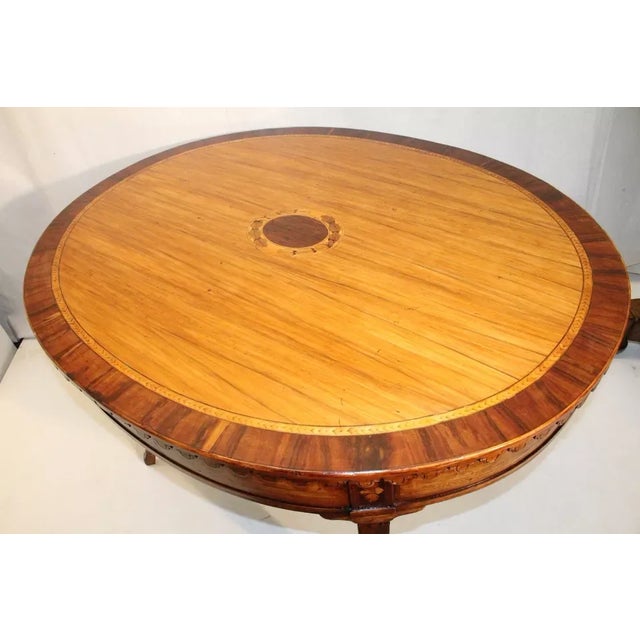 Inlaid Satinwood & Rosewood Continental Style Oval Center Table For Sale - Image 4 of 7