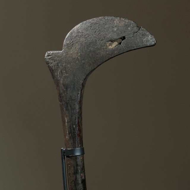 1940s Antique Burkina Faso Hand Carved Scepter on Custom Stand For Sale - Image 5 of 8