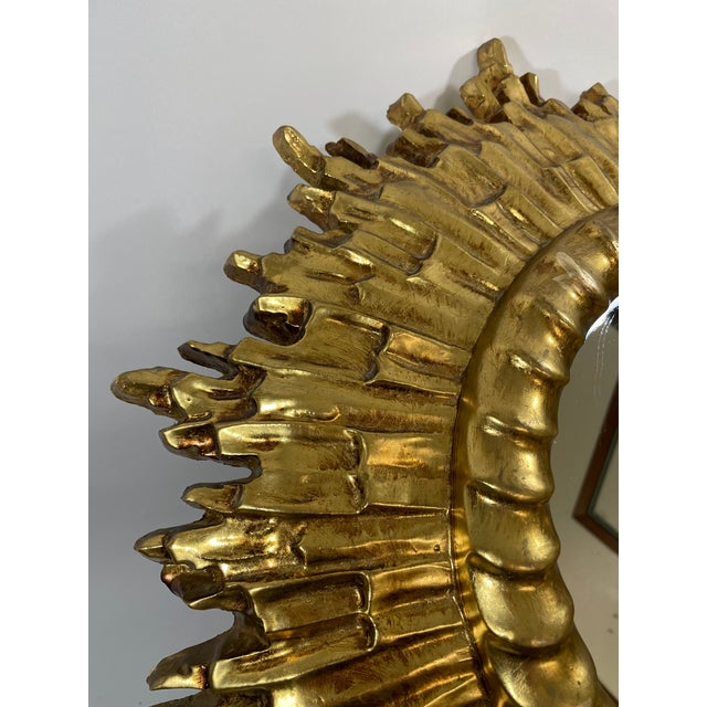 Plastic Large Vintage 1960s Florentine Style Sunburst Mirror, Made in Italy For Sale - Image 7 of 18