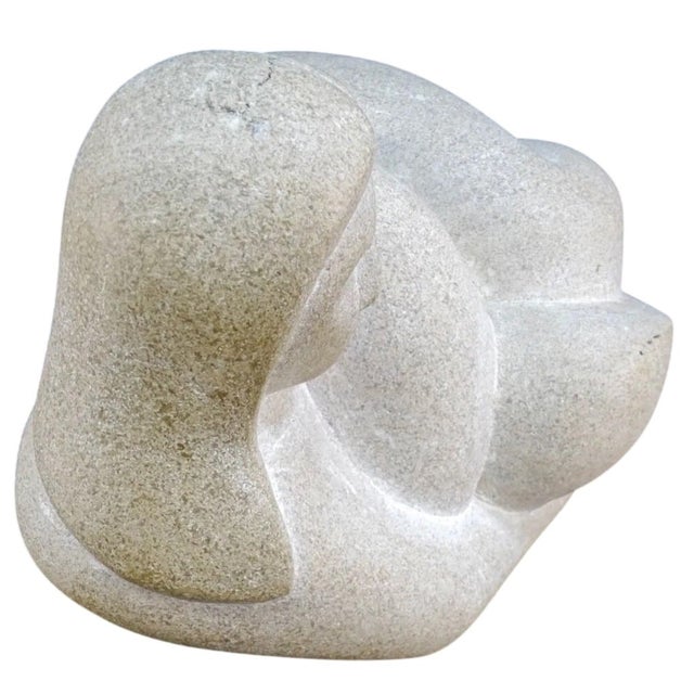 Vintage Abstract Carved Stone Sculpture Reclining Woman Modernist For Sale - Image 4 of 6