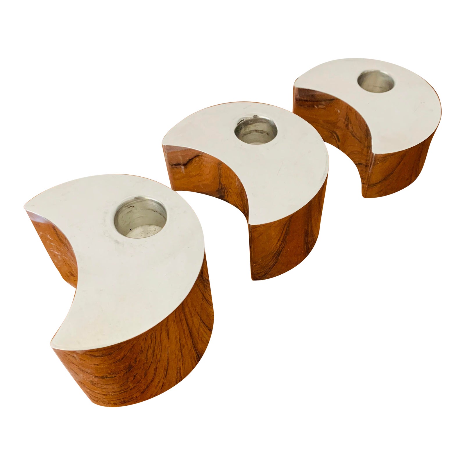 Nambe Studio Modernist Crescent Candle Holders Set of 3 Chairish