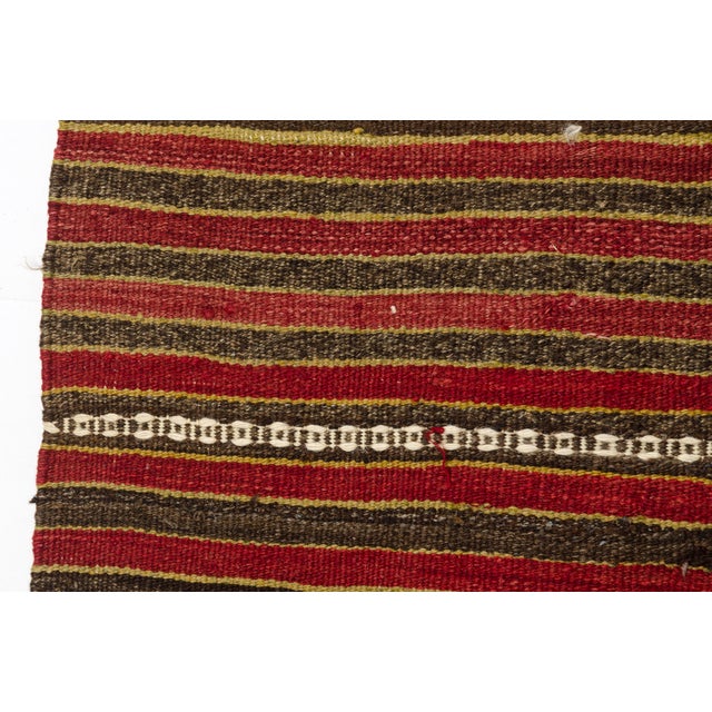 Apricot Mid 20th Century Handwoven Striped Tribal Runner For Sale - Image 8 of 10