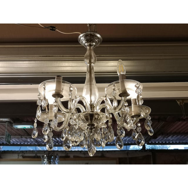 1970s Clear Crystal and Glass Light Fixture, 1970s For Sale - Image 5 of 6