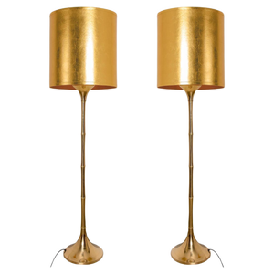Floor Lamp in Gold by Ingo Maurer for Design M, Germany, 1968, Set of 2
