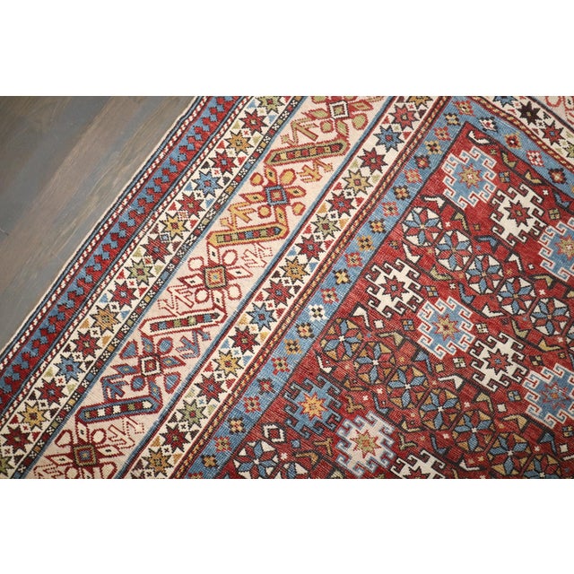Textile 19th Century Antique Zabihi Collection Caucasian Chi Chi Kuba Rug - 4'10" x 8'6" For Sale - Image 7 of 9