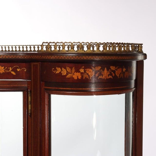 Victorian Antique Rj Horner Inlaid Mahogany & Marquetry Vitrine, Attributed For Sale - Image 3 of 10