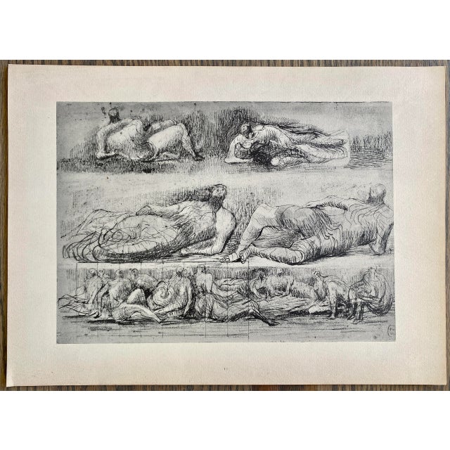 Black Henry Moore Vintage Original Lithograph Reclining Nudes Drawing For Sale - Image 8 of 8