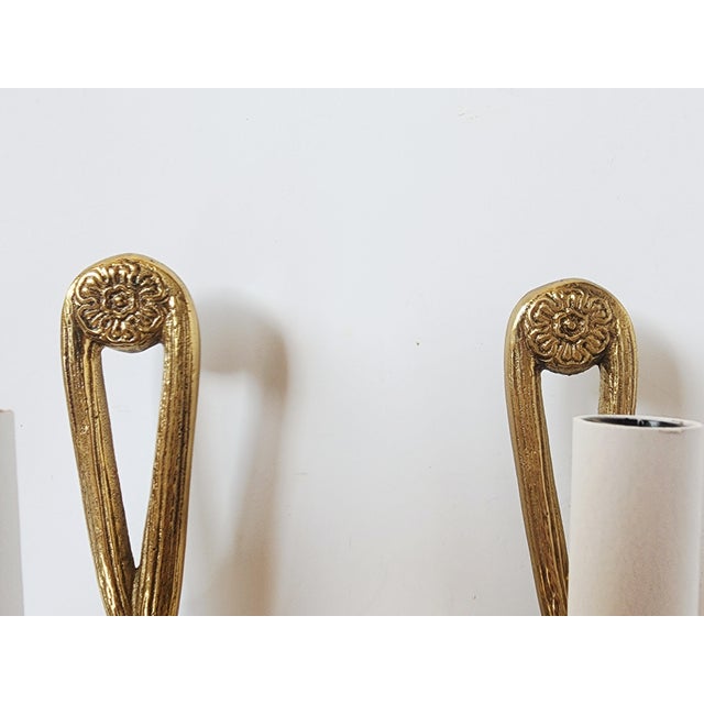Vintage French Neoclassical Style Brass Wall Sconces-a Pair For Sale In New York - Image 6 of 12