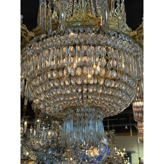 Metal Fine 19th C. French Empire Bronze and Crystal Chandelier For Sale - Image 7 of 9