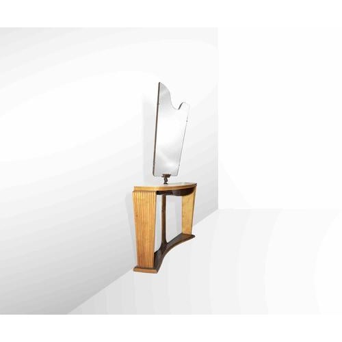 Vintage Wooden Console with Mirror attributed to Osvaldo Borsani, 1950s For Sale - Image 3 of 6