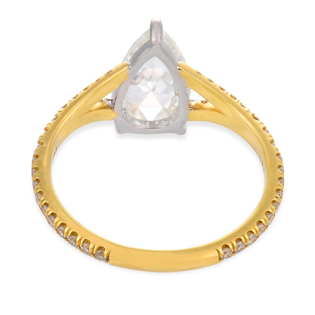 Mid 20th Century Lugano Gia 1.54 Carat Rose Cut Diamond 18k Yellow Gold Engagement Ring, Size 6 For Sale In Los Angeles - Image 6 of 8