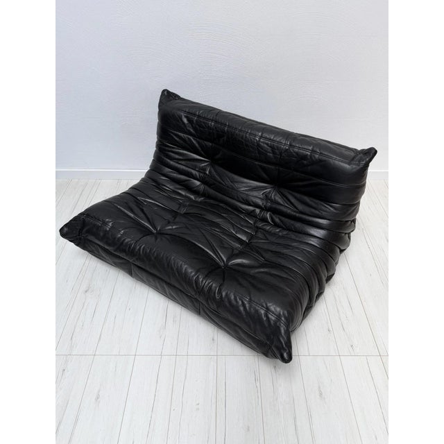 Vintage Togo Sofa in Black Leather by Michel Ducaroy for Ligne Roset, 1990s, Set of 4 For Sale - Image 13 of 18