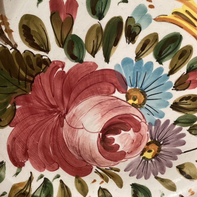 Vintage Italian Artisan Ceramics Pottery Hand Painted Majolica Wall Plate Signed Mota Este For Sale - Image 9 of 12